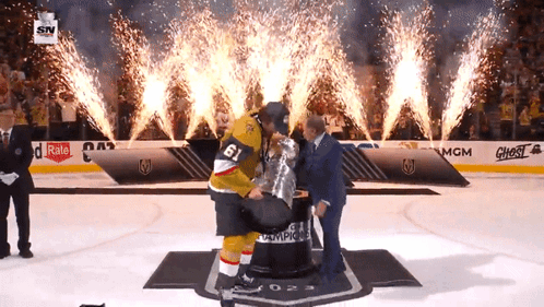 Hockey Player Celebrates Goal