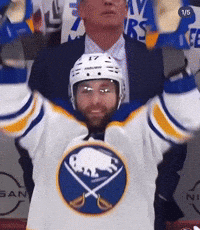 Hockey Player Celebrating With Buffalo Jersey GIF