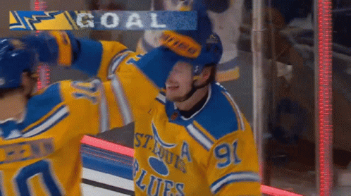 Hockey Player in Blue and Yellow Jersey
