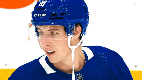 Hockey Player In Blue Helmet With CCM GIF