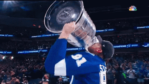 Hockey Player in Blue Jersey Number 1