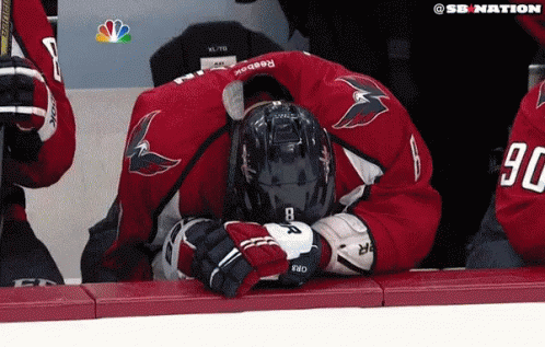 Hockey Player in Capitals Jersey