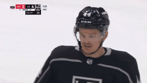 Hockey Player in CCM Helmet and Jersey