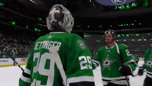 Hockey Player In Green Jersey Number 29 GIF