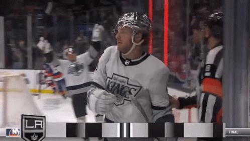 Hockey Player in Kings Jersey Before Referee