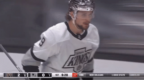 Hockey Player in Kings Jersey on Ice