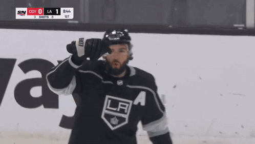 Hockey Player in LA Jersey on Ice