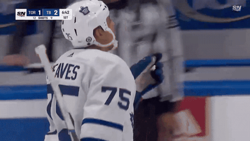 Hockey Player in Number 75 Jersey