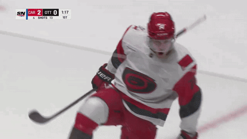 Hockey Player In Red And White G Jersey GIF