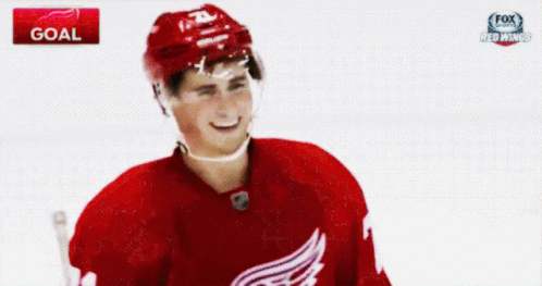 Hockey Player in Red Jersey Number 21