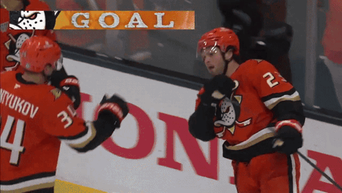 Hockey Player In Red Jersey Number 24 GIF