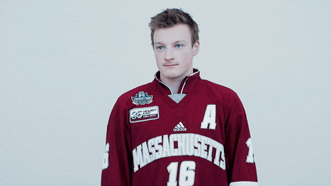 Hockey Player in Red Jersey Number A