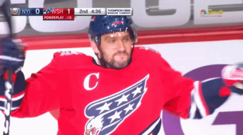 Hockey Player In Red Jersey With C GIF