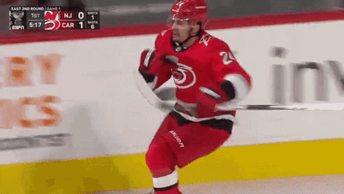 Hockey Player in Red Uniform Number 24