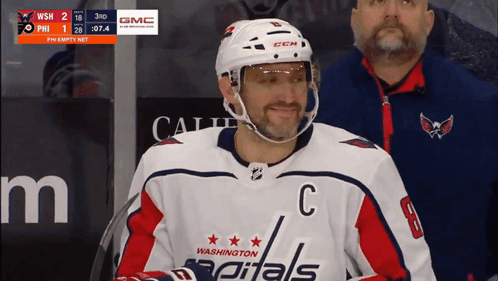 Hockey Player in Washington Capitals Jersey