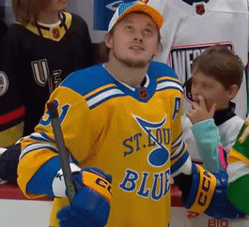 Hockey Player in Yellow St. Louis Jersey