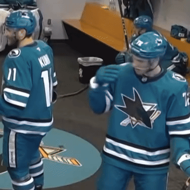 Hockey Player Number 11 Next To Number 16 GIF