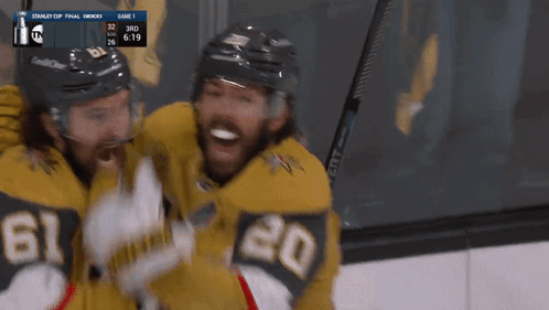 Hockey Player Number 20 Celebrating With Teammate