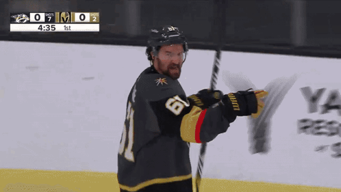 Hockey Player Number 61 Celebrating