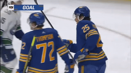 Hockey Player Number 72 Being Congratulated GIF