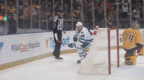 Hockey Player Number 74 on Ice
