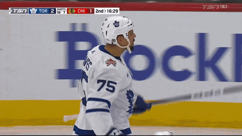 Hockey Player Number 75 on Ice