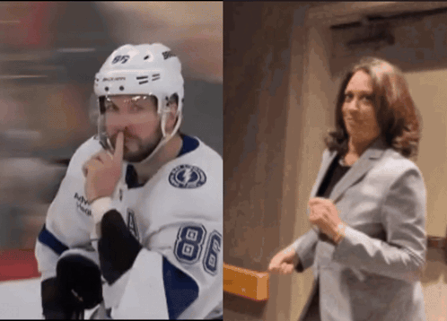 Hockey Player Number 88 Sitting Next to Woman
