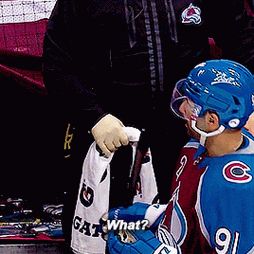 Hockey Player Number 9 Talking to Referee