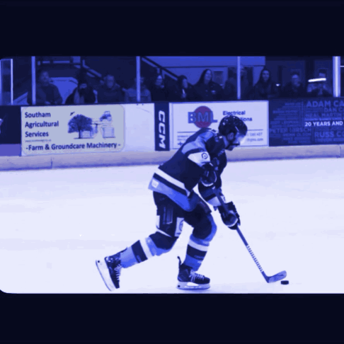Hockey Player On Ice In Front Of CCM Sign GIF