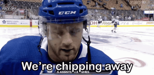 Hockey Player Saying We're Chipping Away GIF