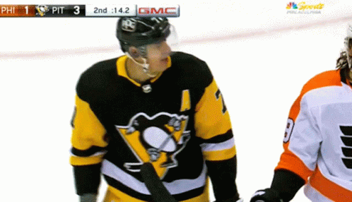 Hockey Player Secretly Pushing Other Player GIF