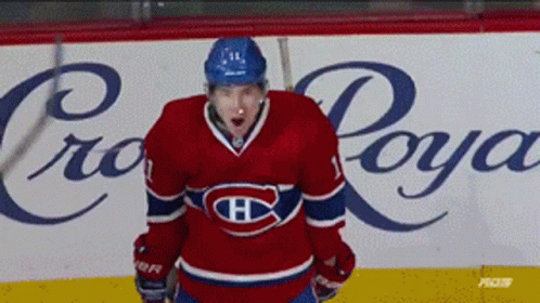 Hockey Player Standing Before Crown Royal Sign