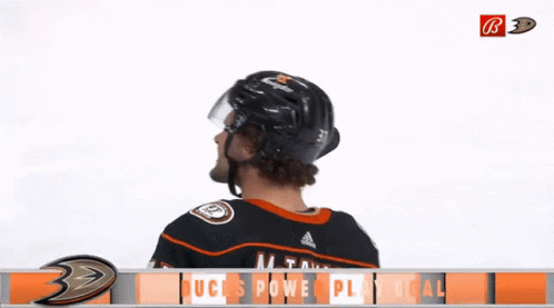 Hockey Player Wearing Ducks Jersey GIF