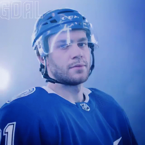 Hockey Player Wearing Helmet Number 1
