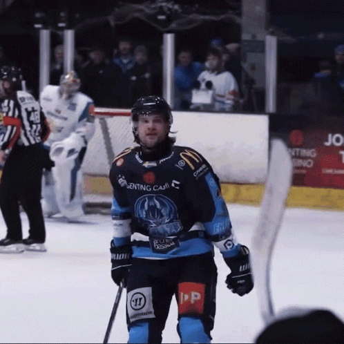 Hockey Player Wearing Jersey Eventing Call On Ice GIF