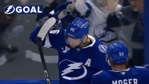 Hockey Player Wearing Lightning Bolt Helmet