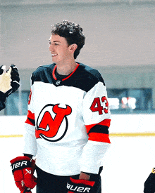 Hockey Player Wearing Number 43 Jersey