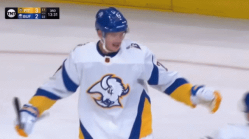 Hockey Player Wearing Sabres Jersey GIF