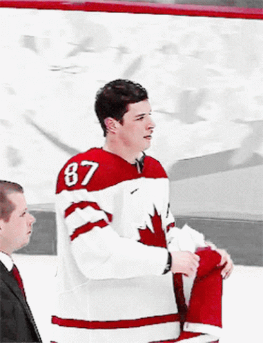 Hockey Player With 87 on Jersey