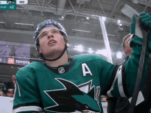 Hockey Player With Letter A on Shirt