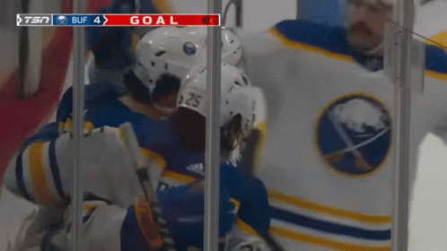 Hockey Players Celebrate Goal GIF