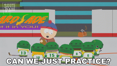 Hockey Players Practicing in Front of South Park Sign