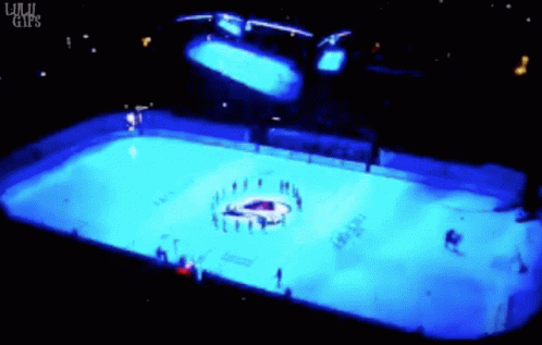 Hockey Rink Lit Up With Blue Lights