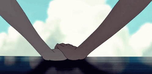 Anime Hold Hands Under The Sky GIF