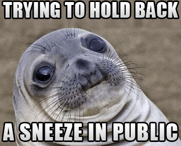 Holding Back To Sneeze In Public GIF