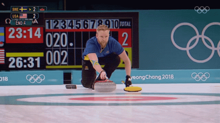 Holding Curling Stone While Sliding GIF