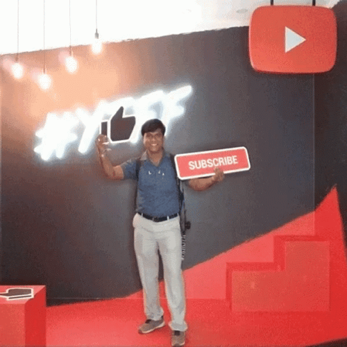 Holding Like And Subscribe Button Placard GIF