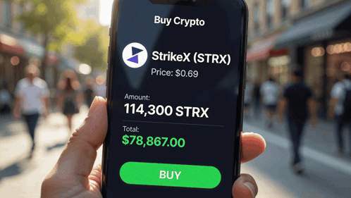 Holding Phone Saying Buy Crypto