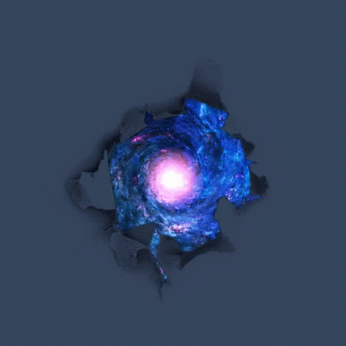 Hole in Wall With Purple and Blue Galaxy