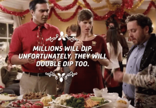 Holiday Party Double Dipping Yum GIF